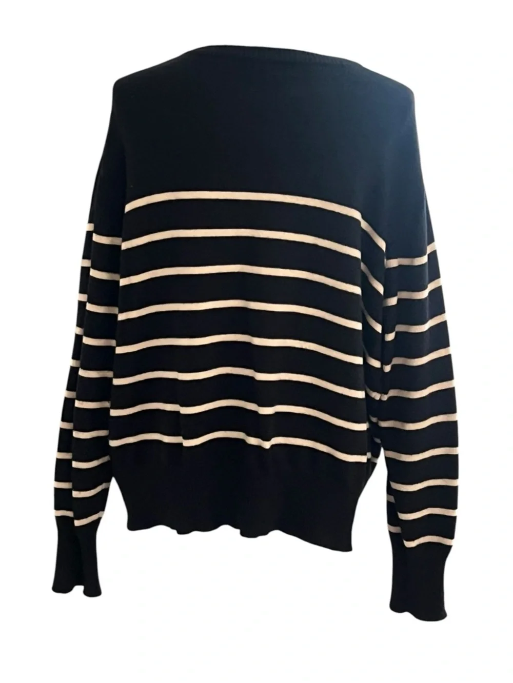 Fashion Nova J’Adore Paris Striped Sweater Black/Cream Size 1X